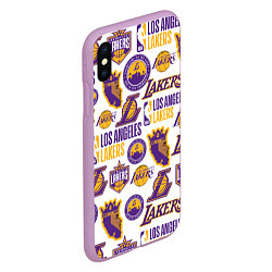 Чехол iPhone XS Max матовый LAKERS LOGO, цвет: 3D-сиреневый — фото 2