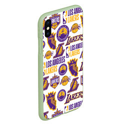 Чехол iPhone XS Max матовый LAKERS LOGO, цвет: 3D-салатовый — фото 2