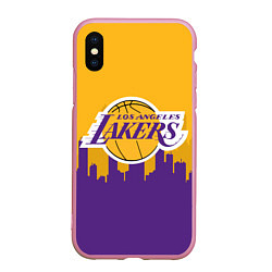 Чехол iPhone XS Max матовый LOS ANGELES LAKERS, цвет: 3D-розовый