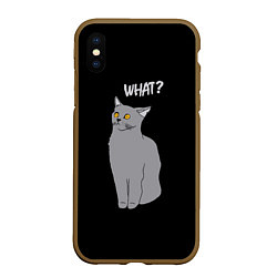 Чехол iPhone XS Max матовый What cat, цвет: 3D-коричневый