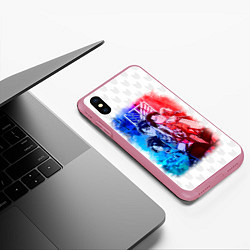 Чехол iPhone XS Max матовый Атака на титанов, цвет: 3D-малиновый — фото 2