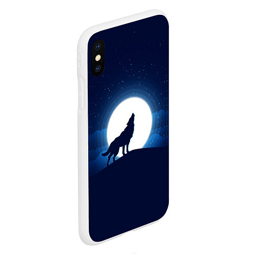 Чехол iPhone XS Max матовый Воющий на луну / 3D-Белый – фото 2
