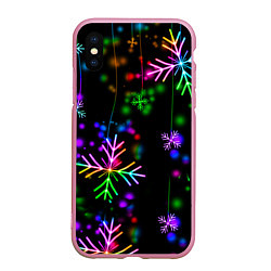 Чехол iPhone XS Max матовый Новый год, цвет: 3D-розовый