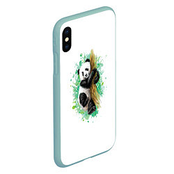 Чехол iPhone XS Max матовый Панда, цвет: 3D-мятный — фото 2