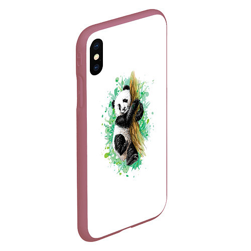 Чехол iPhone XS Max матовый Панда / 3D-Малиновый – фото 2