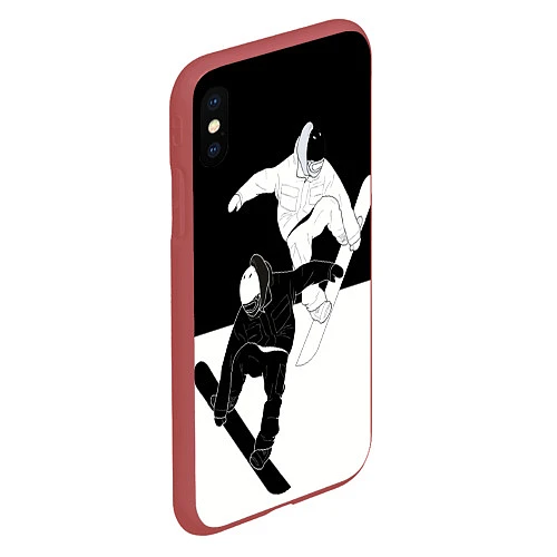 Чехол iPhone XS Max матовый Сноубордисты / 3D-Красный – фото 2