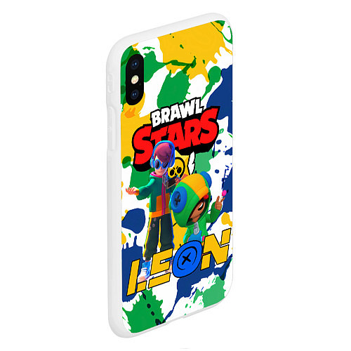 Чехол iPhone XS Max матовый BRAWL STARS LEON / 3D-Белый – фото 2