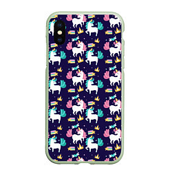 Чехол iPhone XS Max матовый Unicorn pattern