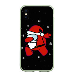 Чехол iPhone XS Max матовый Santa Claus Among Us, цвет: 3D-салатовый