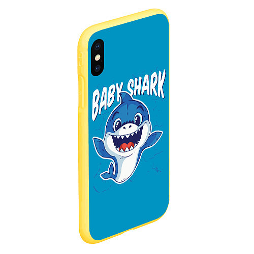 Чехол iPhone XS Max матовый Baby Shark / 3D-Желтый – фото 2