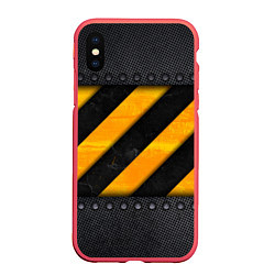 Чехол iPhone XS Max матовый Металлическая преграда, цвет: 3D-красный