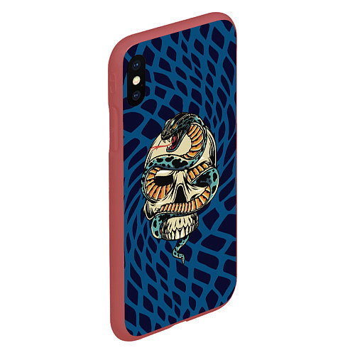 Чехол iPhone XS Max матовый Snake&Skull / 3D-Красный – фото 2