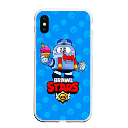 Чехол iPhone XS Max матовый Brawl StarsLOU, цвет: 3D-белый