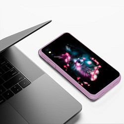 Чехол iPhone XS Max матовый Лиса с гирляндой, цвет: 3D-сиреневый — фото 2
