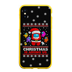 Чехол iPhone XS Max матовый Among Us Рождество, цвет: 3D-желтый