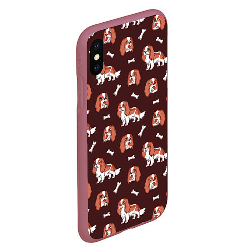 Чехол iPhone XS Max матовый Спаниели / 3D-Малиновый – фото 2