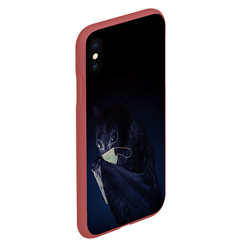 Чехол iPhone XS Max матовый Летучая мышь в маске / 3D-Красный – фото 2