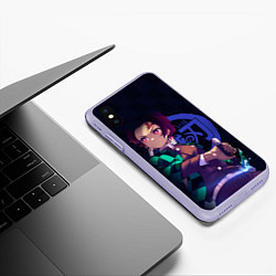 Чехол iPhone XS Max матовый Танджиро Камадо, цвет: 3D-светло-сиреневый — фото 2