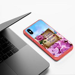 Чехол iPhone XS Max матовый Лучшая Жена, цвет: 3D-красный — фото 2