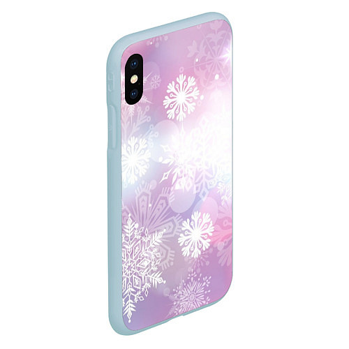 Чехол iPhone XS Max матовый Снежинки / 3D-Голубой – фото 2