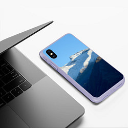 Чехол iPhone XS Max матовый Снежные горы, цвет: 3D-светло-сиреневый — фото 2