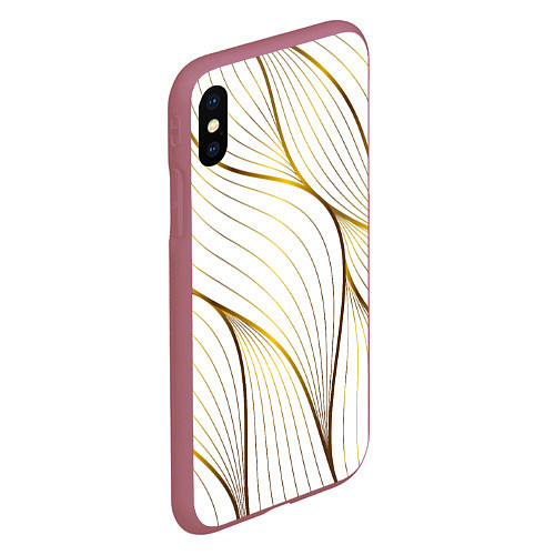 Чехол iPhone XS Max матовый Белые лепестки / 3D-Малиновый – фото 2