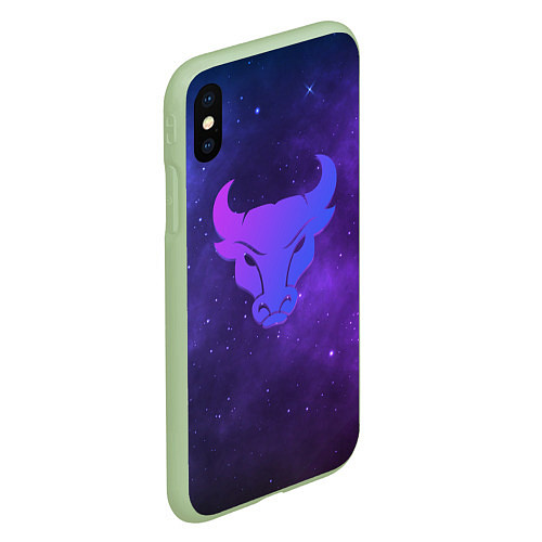 Чехол iPhone XS Max матовый Бык / 3D-Салатовый – фото 2