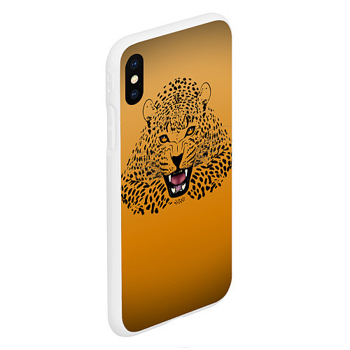 Чехол iPhone XS Max матовый Леопард / 3D-Белый – фото 2