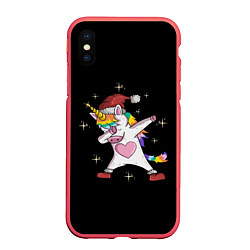 Чехол iPhone XS Max матовый Unicorn Dab, цвет: 3D-красный