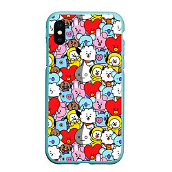 Чехол iPhone XS Max матовый BT21 BTS, цвет: 3D-мятный