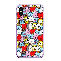 Чехол iPhone XS Max матовый BT21 BTS, цвет: 3D-сиреневый