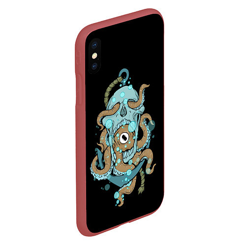 Чехол iPhone XS Max матовый ЧЕРЕП И ЩУПАЛЬЦА / 3D-Красный – фото 2