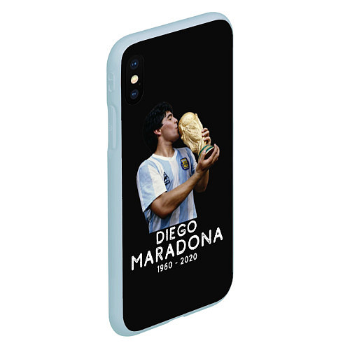 Чехол iPhone XS Max матовый Diego Maradona / 3D-Голубой – фото 2