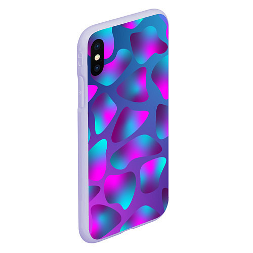 Чехол iPhone XS Max матовый Неоновые капли / 3D-Светло-сиреневый – фото 2