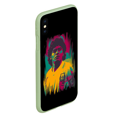 Чехол iPhone XS Max матовый Diego Maradona / 3D-Салатовый – фото 2