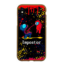 Чехол iPhone XS Max матовый Among Us - Impostor, цвет: 3D-коричневый