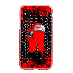 Чехол iPhone XS Max матовый Among Us Impostor Gun Red, цвет: 3D-баблгам