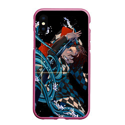 Чехол iPhone XS Max матовый КЛИНОК РАССЕКАЮЩИЙ ДЕМОНОВ, цвет: 3D-малиновый