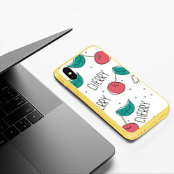 Чехол iPhone XS Max матовый Вишенки Cherry, цвет: 3D-желтый — фото 2