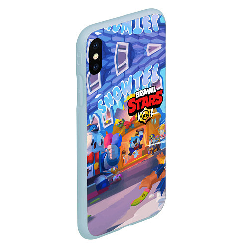 Чехол iPhone XS Max матовый Brawl Stars Снежный Отель / 3D-Голубой – фото 2