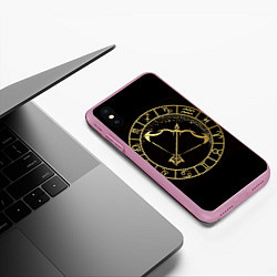Чехол iPhone XS Max матовый Стрелец в золотом стиле, цвет: 3D-розовый — фото 2