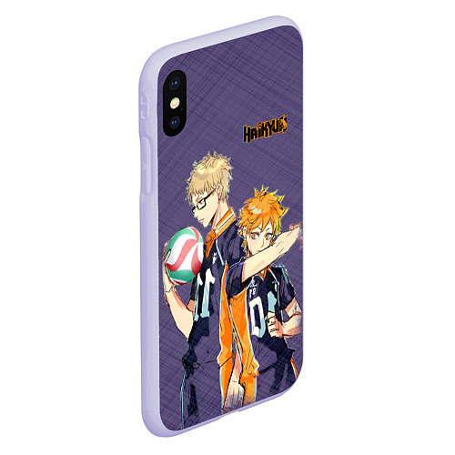 Чехол iPhone XS Max матовый Haikyu!!! / 3D-Светло-сиреневый – фото 2