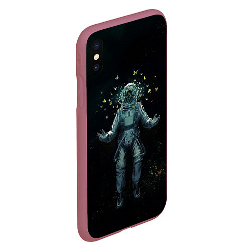 Чехол iPhone XS Max матовый Космонавт / 3D-Малиновый – фото 2