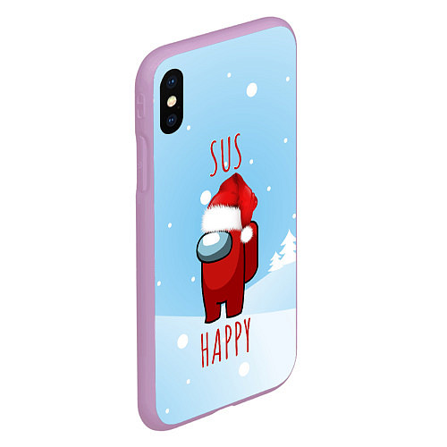 Чехол iPhone XS Max матовый SUS HAPPY AMONG US / 3D-Сиреневый – фото 2