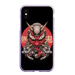 Чехол iPhone XS Max матовый Cyber Oni Samurai, цвет: 3D-светло-сиреневый