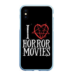 Чехол iPhone XS Max матовый I Love Horror Movies, цвет: 3D-голубой