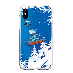 Чехол iPhone XS Max матовый Brawl Stars Snowboarding, цвет: 3D-белый