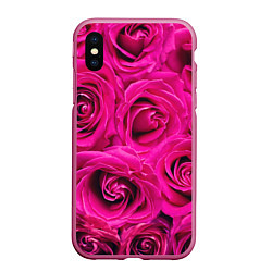 Чехол iPhone XS Max матовый Розы, цвет: 3D-малиновый