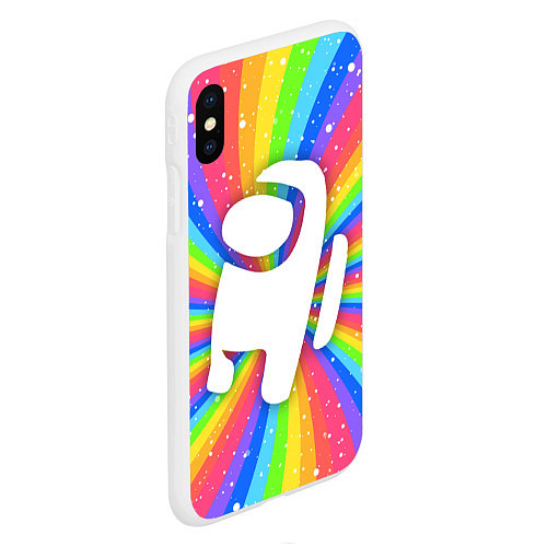 Чехол iPhone XS Max матовый AMONG US - РАДУЖНЫЙ / 3D-Белый – фото 2