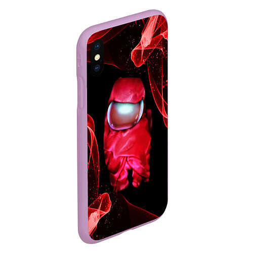 Чехол iPhone XS Max матовый AMONG US - КРАСНЫЙ / 3D-Сиреневый – фото 2